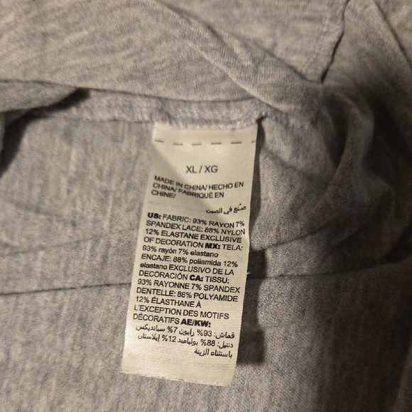 Soma Gray & Blue Lace Pajama Top - Picture 4 of 6